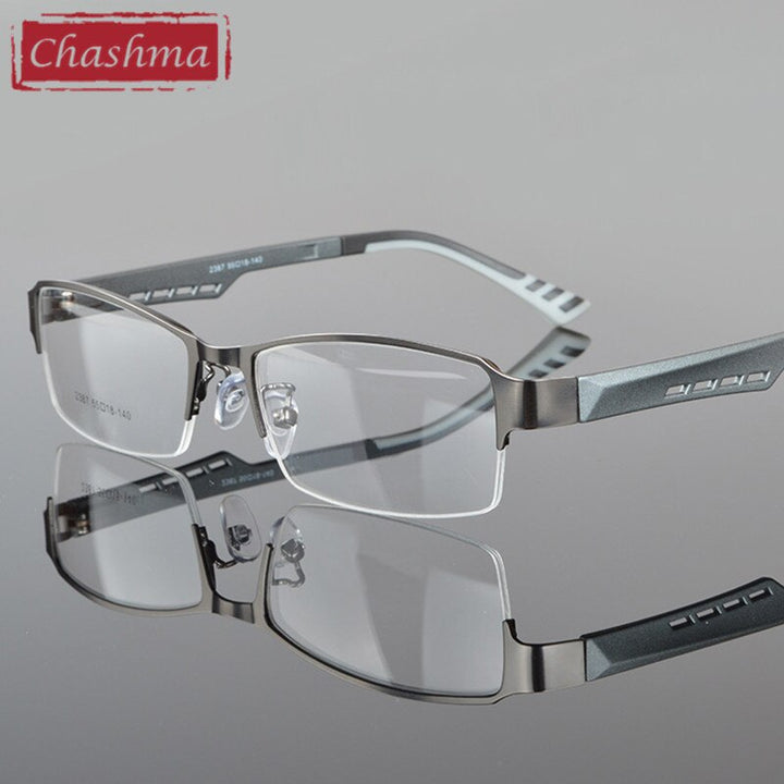 Chashma Ottica Men's Semi Rim Square Tr 90 Stainless Steel Eyeglasses 2387 Semi Rim Chashma Ottica   