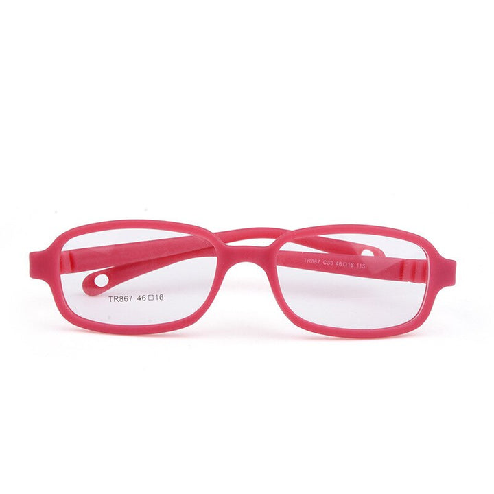 Unisex Children's Square Plastic Titanium Framed Eyeglasses Frame Brightzone C33 rose red  