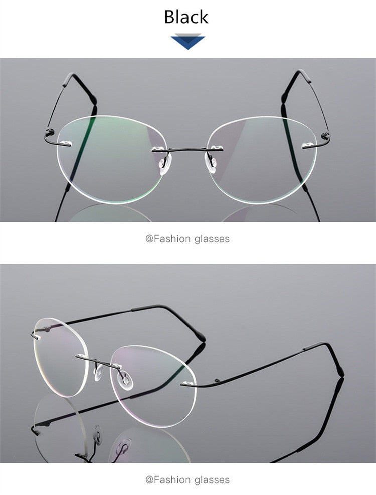 Unisex Eyeglasses Round Ultra-light Memory Titanium Alloy 862 Frame SunnyFunnyDay C1  Black  