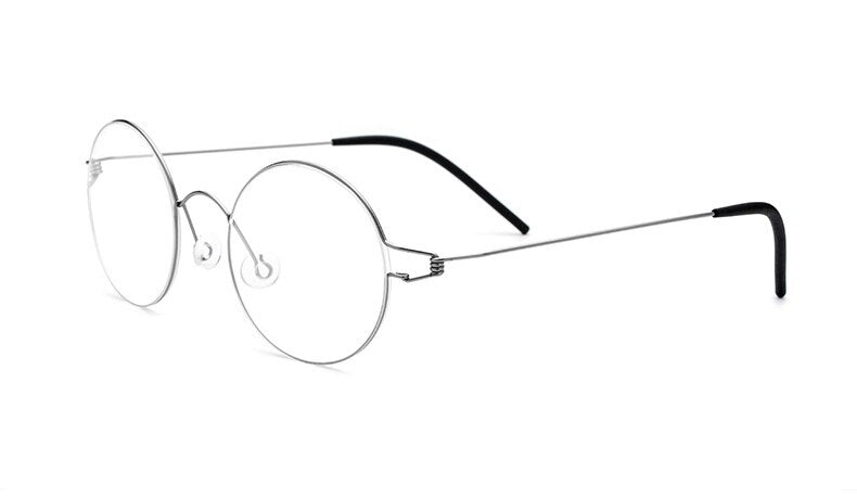 Hdcrafter Unisex Full Rim Round Screwless Titanium Frame Eyeglasses 28607 Full Rim Hdcrafter Eyeglasses Grey Frame  