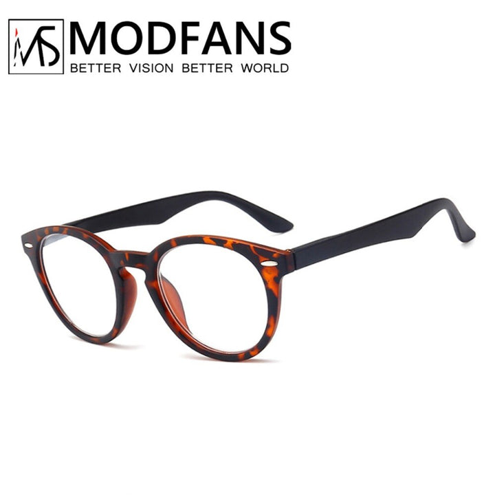 Unisex Reading Glasses Round Glass Leopard Frame Eyeglasses Spring Hing Diopter +1 2 3 4 Reading Glasses ModFans   