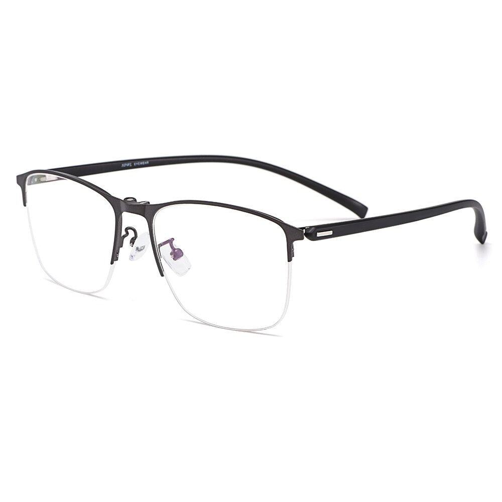 Gmei Full Rim Men's Eyeglasses Clip On Sunglasses Square Titanium Alloy S9341 Clip On Sunglasses Gmei Optical   