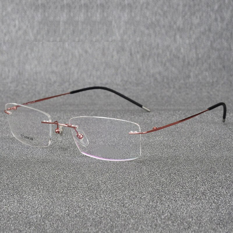 Hotochki Rimless Titanium Alloy Frame Flexible Temple Eyeglasses Rimless Hotochki Pink  