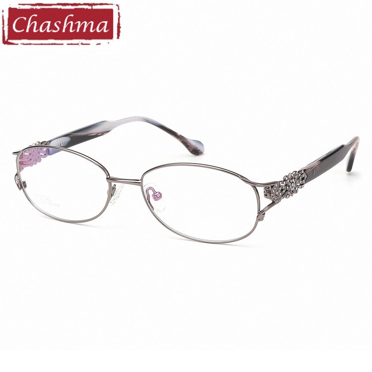 Chashma Ottica Women's Full Rim Oval Titanium Eyeglasses 2399 Full Rim Chashma Ottica Gray  