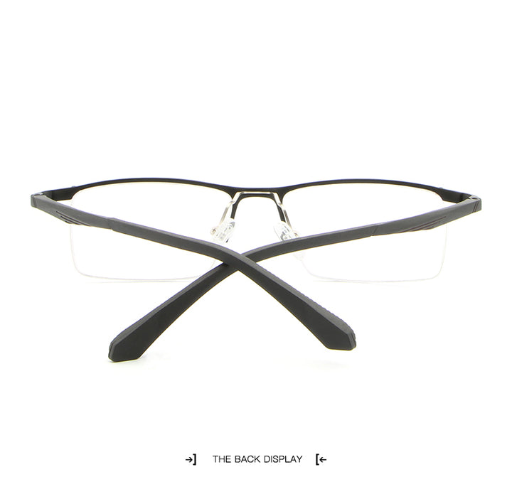 Hdcrafter Men's Semi Rim Rectangle Alloy Frame Eyeglasses Lp6236 Semi Rim Hdcrafter Eyeglasses   