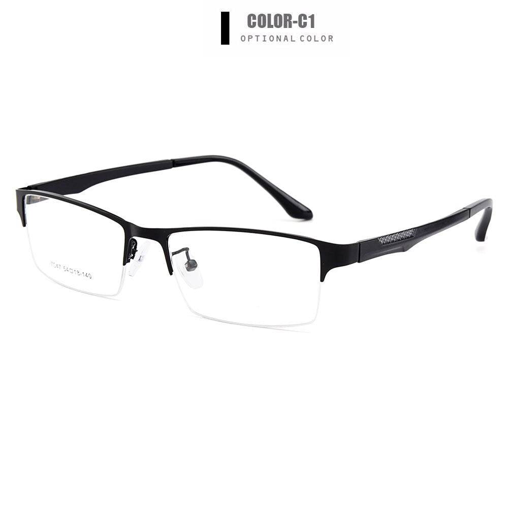Men's Eyeglasses Semi Rim Titanium Alloy Square Y7047 Frames Gmei Optical C1  