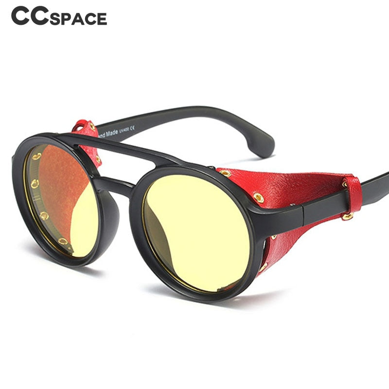 CCspace Men's Full Rim Round Resin Double Bridge Frame Sunglasses 45746 Sunglasses CCspace Sunglasses   