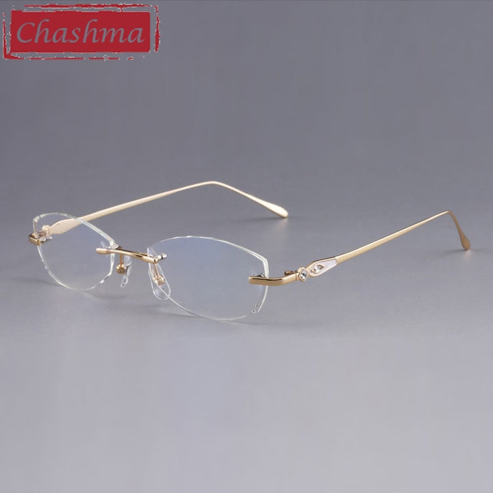 Women's Eyeglasses Diamond Rimless Titanium Frame 8037 Rimless Chashma Default Title  
