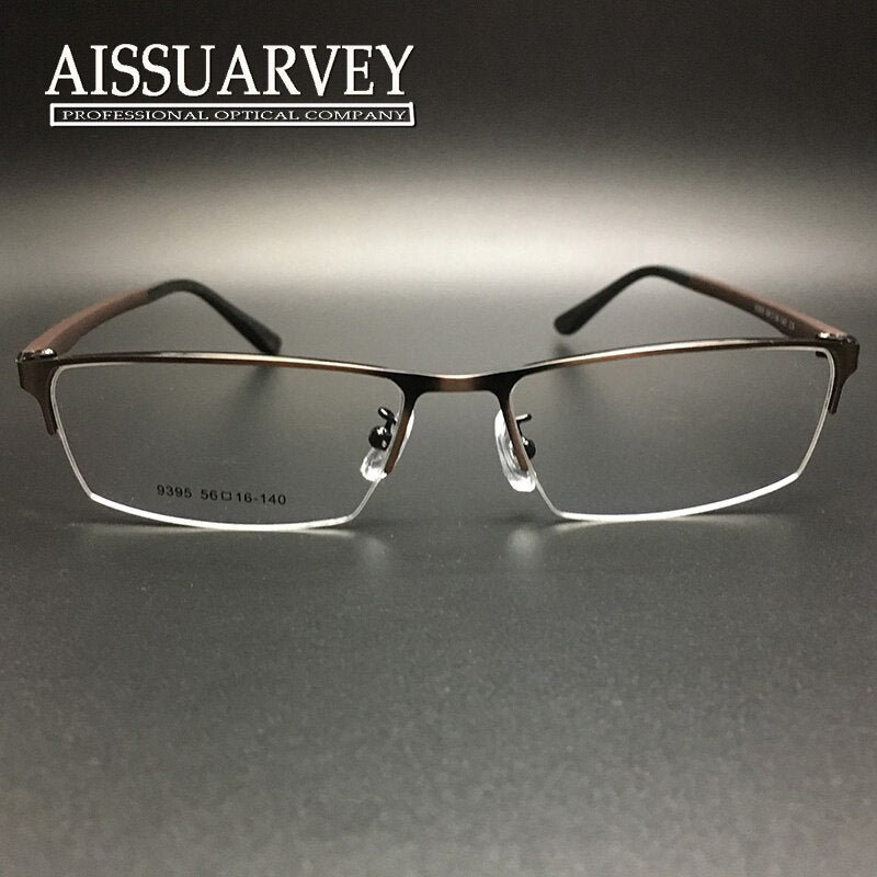 Men's Eyeglasses Half Rim Metal 9395 Semi Rim Bolluzzy Brown  