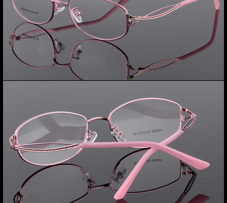 Women's Oval Full Rim Alloy Frame Eyeglasses F6009 Full Rim Bclear   