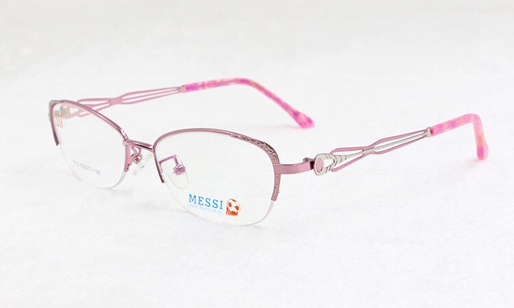 Women's Eyeglasses Cat Eye Style Metal Alloy Half Frame1012 Frame Bclear Pink  