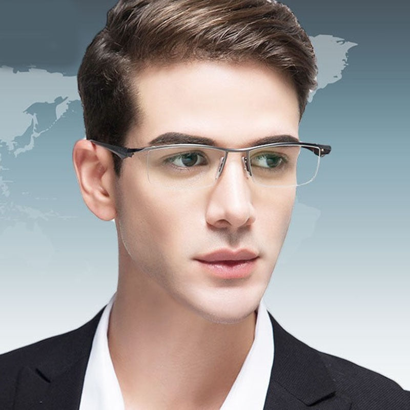 Bclear Men's Eyeglasses Half Rim Brand Titanium Alloy Ultralight Square Spectacle Semi Rim Bclear   