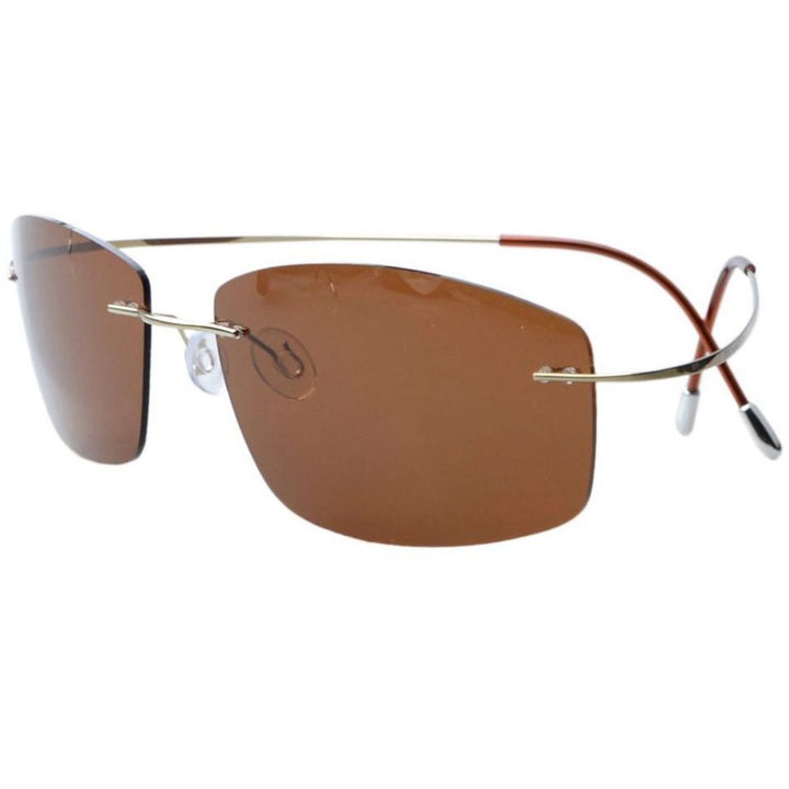 Men's Sunglasses Rimless Titanium Polarized Super Light Sunglasses Brightzone Brown  