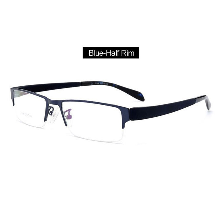 Hotochki Men's Full Rim IP Electroplated Alloy Frame Eyeglasses 1711 Full Rim Hotochki Blue Half-Rim  
