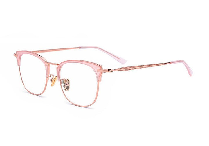 Women's Eyeglasses Cat Eye Acetate Metal Frame 802 Frame Brightzone Pink  