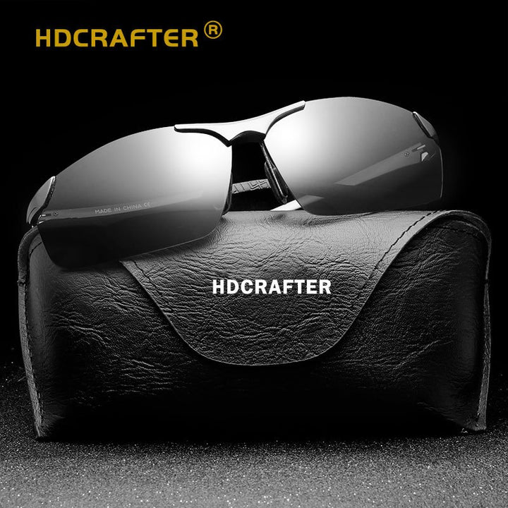 Hdcrafter Men's Semi Rim Rectangle Aluminum Magnesium Frame Polarized Sunglasses L004 Sunglasses HdCrafter Sunglasses   