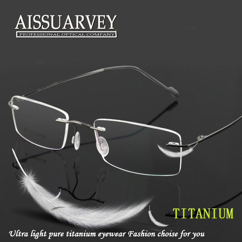 Men's Eyeglasses Pure Titanium Rimless 3g Flexible As2014 Rimless Aissuarvey Eyeglasses   