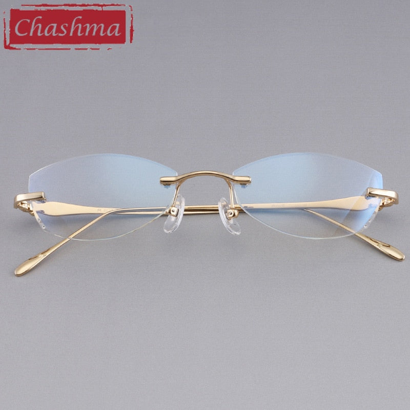 Women's Eyeglasses Diamond Rimless Titanium Frame 8037 Rimless Chashma   