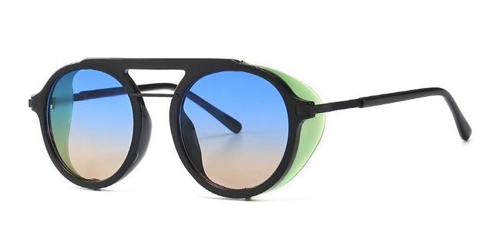 CCspace Unisex Full Rim Round Resin Steampunk Frame Sunglasses 46122 Sunglasses CCspace Sunglasses C3 green  