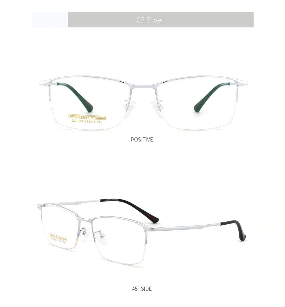 Kansept Men's Semi Rim Square Titanium Alloy Frame Eyeglasses 290006 Semi Rim Kansept   