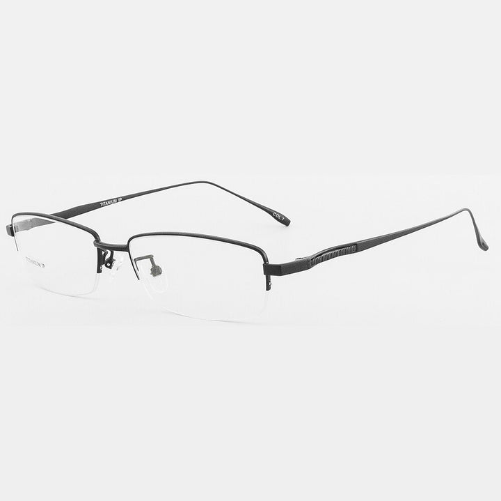 Aissuarvey Men's Semi Rim Titanium Frame Eyeglasses As180471 Semi Rim Aissuarvey Eyeglasses black  