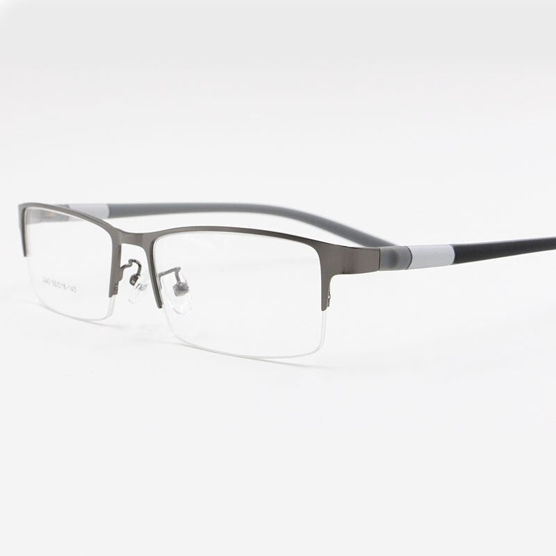 Men's Alloy Frame Semi Rim Eyeglasses B2442 Semi Rim Bclear gray  