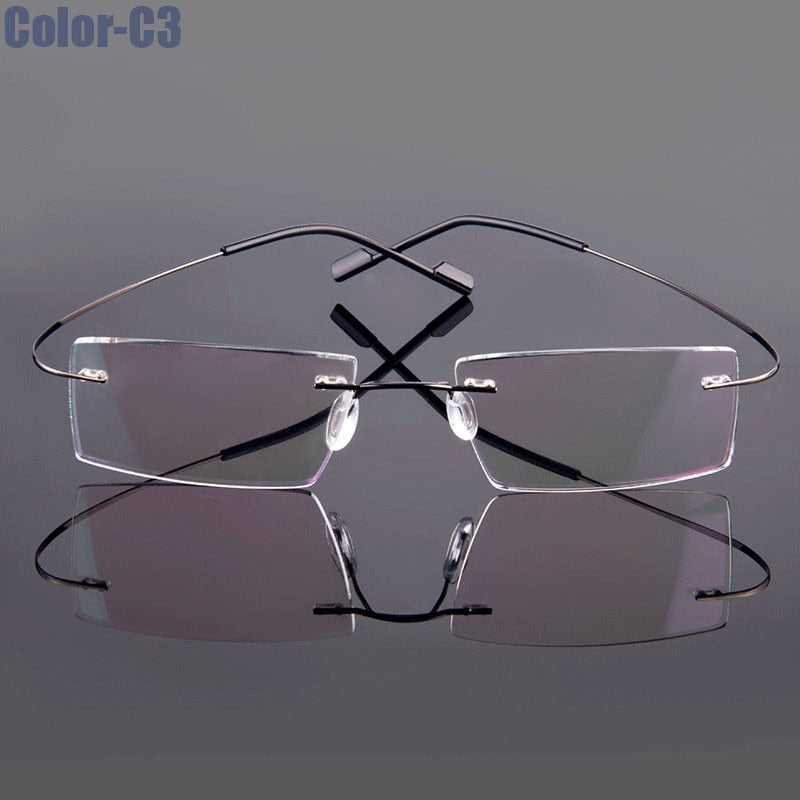 Hotochki Unisex Rimless Titanium Frame Customizable Lens Shape Eyeglasses 5018 Rimless Hotochki C3  