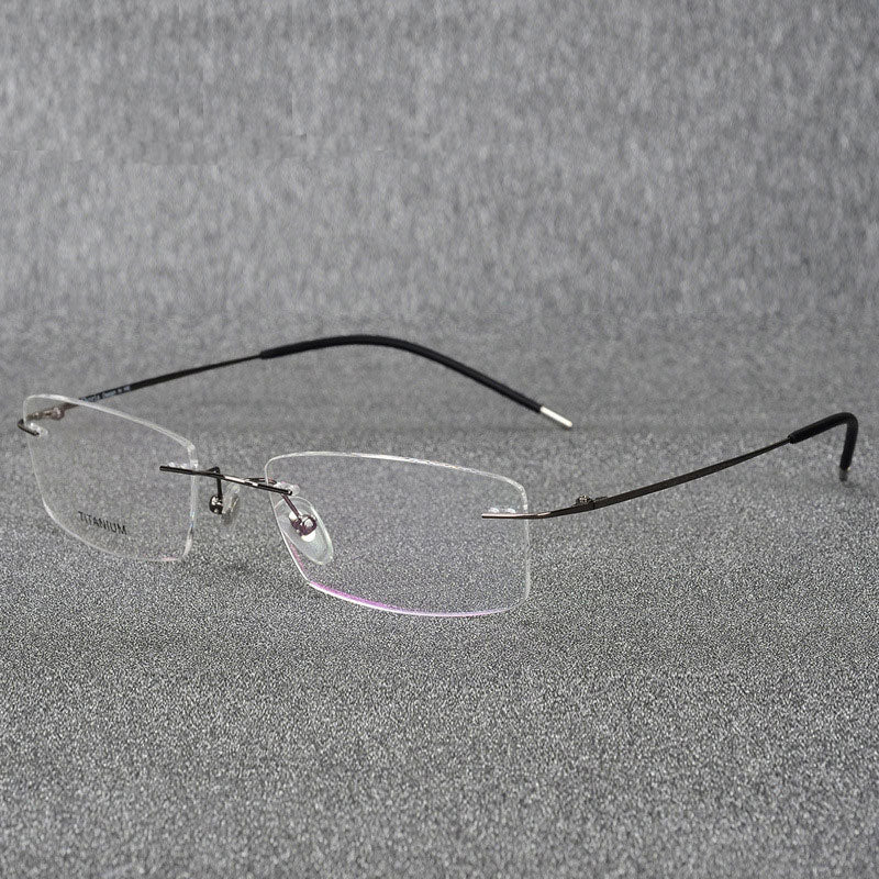 Hotochki Rimless Titanium Alloy Frame Flexible Temple Eyeglasses Rimless Hotochki gray  