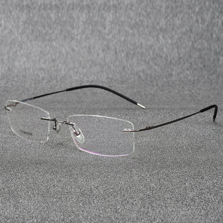 Hotochki Rimless Titanium Alloy Frame Flexible Temple Eyeglasses Rimless Hotochki gray  
