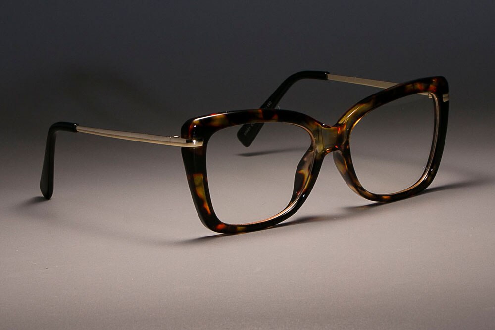 CCspace Women's Full Rim Rectangle Cat Eye Resin Frame Eyeglasses 45548 Full Rim CCspace C3 leopard clear  