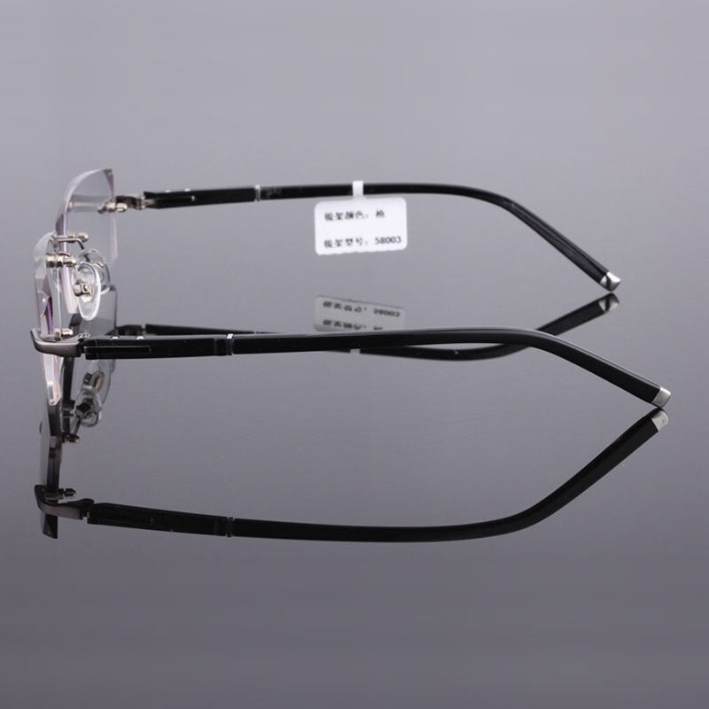Reven Jate 58003 Pure Titanium Rimless Diamond Cutting Man Glasses Frame Eyeglasses (Gray) Rimless Reven Jate   