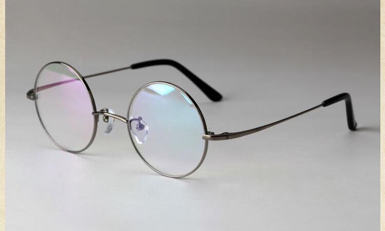 Unisex Eyeglasses Round Frame Pure Titanium E8018 Frame Bclear gray  