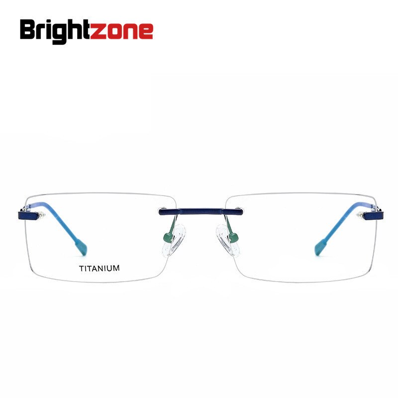 Men's Eyeglasses Rimless Titanium Rectangular 828 Rimless Brightzone   