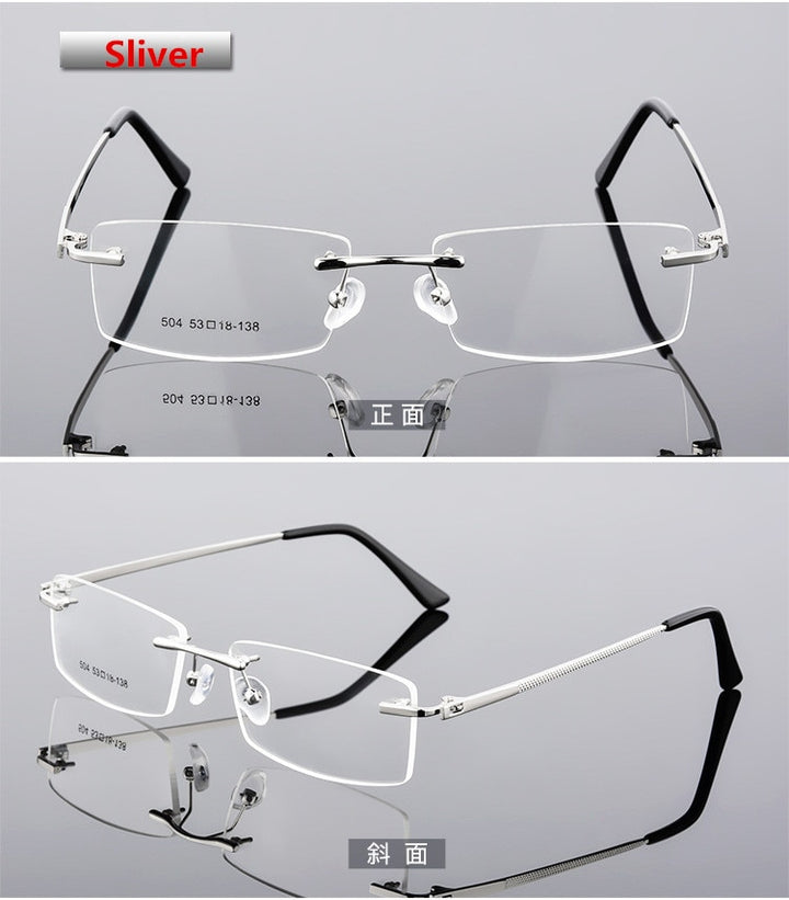 Unisex Eyeglasses Ultra-light Rimless Alloy Glasses Frame Rimless SunSliver C2 Sliver  