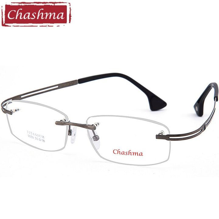 Chashma Ottica Men's Rimless Wide Square Titanium Eyeglasses Ch9039 Rimless Chashma Ottica Gray  