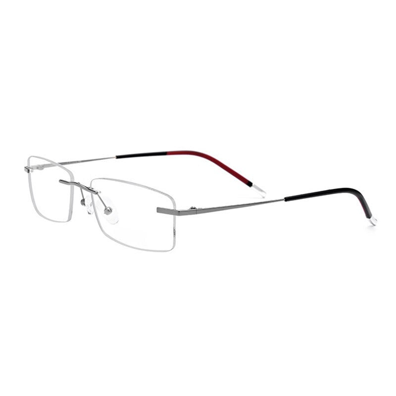 Reven Jate Titanium Men Glasses Frame Rimless Eyeglasses Man Eyewear Spectacles For Male Vision Correction Rimless Reven Jate Gray  