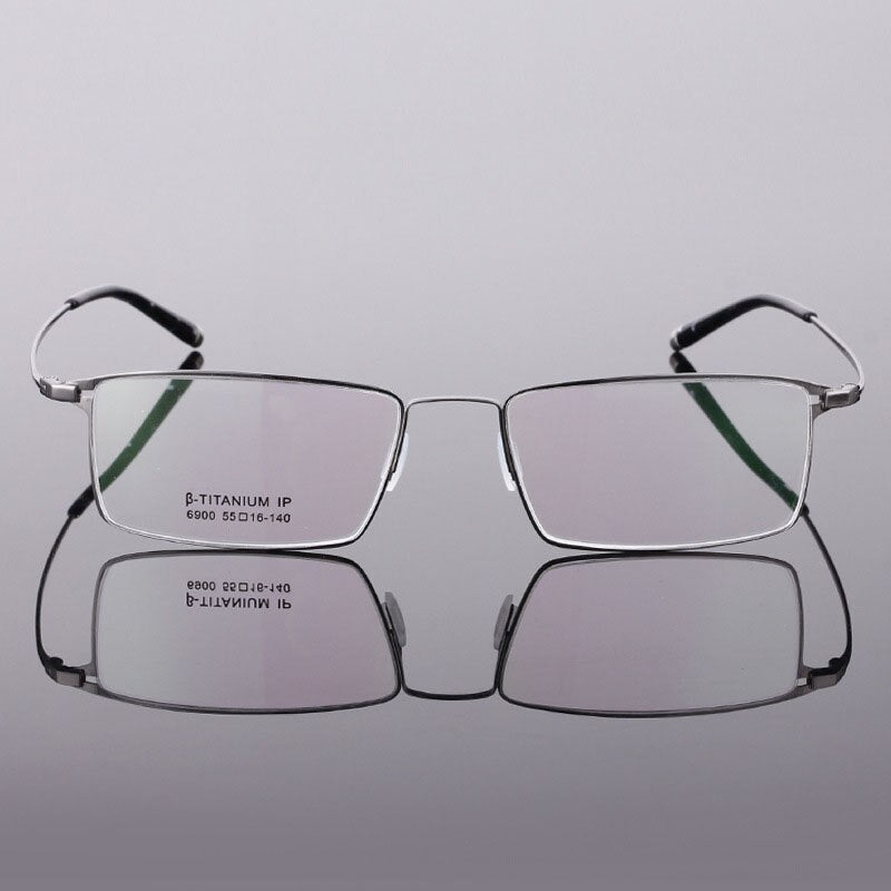Men's Titanium Frame Full Rim Eyeglasses 6900 Full Rim Bclear gray  