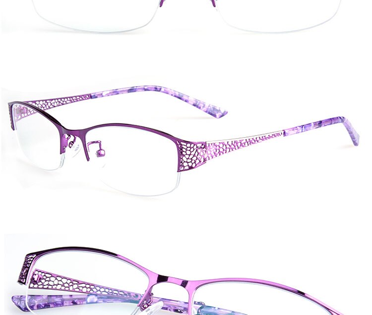 Women's Half Frame Reading Glasses 1.56 Index Clear Anti-Blue Light Lenses F99001 Reading Glasses Bclear   