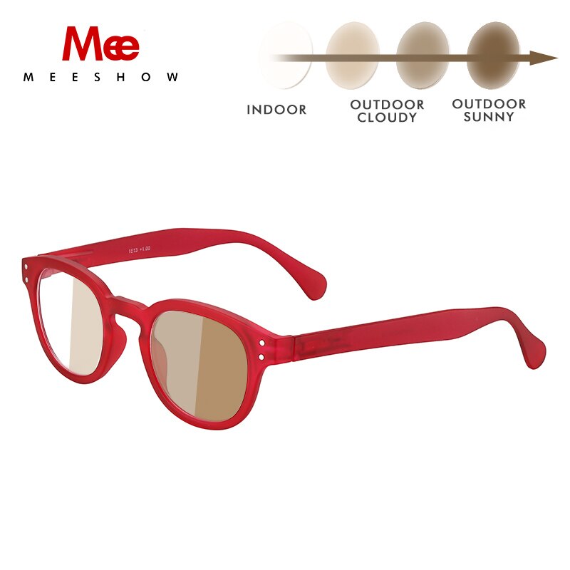 Unisex Sunglasses Reading Glasses Photochromic +225 To +325 Reading Glasses MeeShow +225 Red Photo Brown 