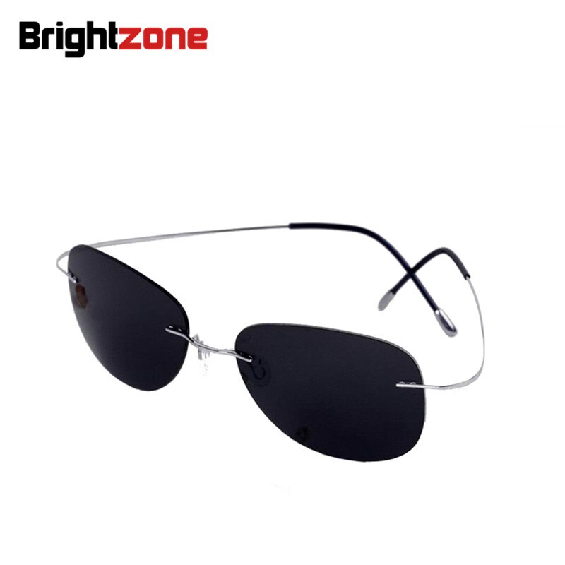 Brightzone Men's Sunglasses Square Titanium Rimless Polarized 1252 Rimless Brightzone   