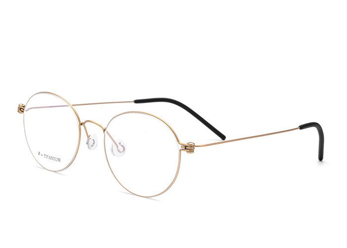 Brightzone Unisex Full Rim Round Titanium Eyeglasses 9901 Full Rim Brightzone Matte Gold  