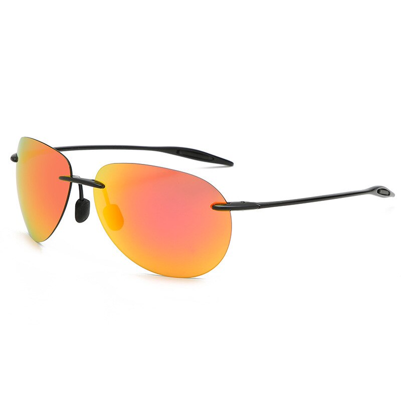 Men's Sunglasses Rimless Ultra-light TR90 Polarized Oversized Sunglasses Brightzone Red  