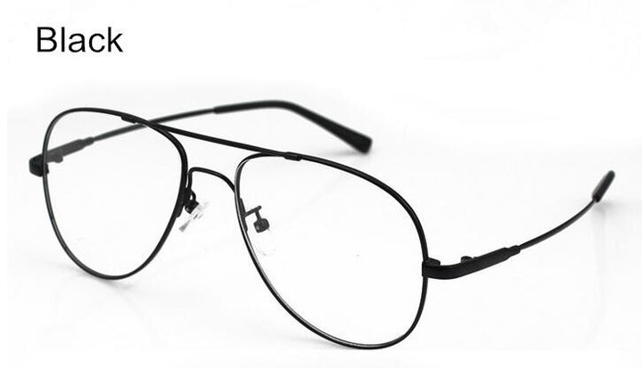 Men's Eyeglasses Big Size Aviator Metal Flexible B1013 Frame Brightzone Black  