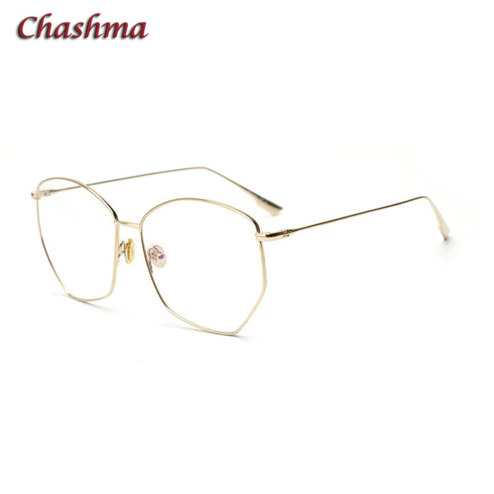 Chashma Ochki Women's Full Rim Irregular Octagon Titanium Eyeglasses 8302 Full Rim Chashma Ochki Gold  