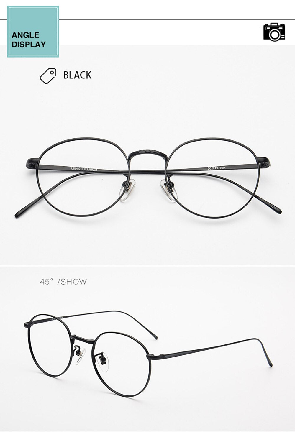 Aissuarvey Unisex Full Rim Round Titanium Frame Eyeglasses As116301 Full Rim Aissuarvey Eyeglasses black  