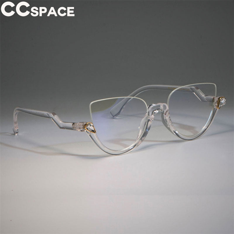 CCSpace Women's Semi Rim Cat Eye Resin Frame Eyeglasses 45159 Semi Rim CCspace C9 clear clear  