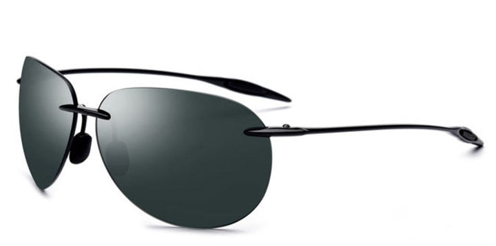 Men's Sunglasses Rimless Alloy Tac Pilot Tm0030 Sunglasses Brightzone Black-Drak Green  