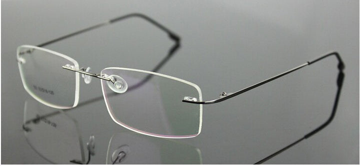 Men's Eyeglasses Rimless Titanium Ultra Light 763 Rimless Chashma gray  