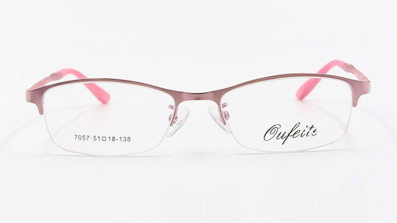 Women's Half Rim Alloy Frame Eyeglasses N7057 Semi Rim Bclear   