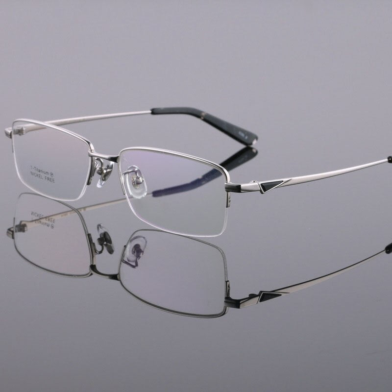 Women's Titanium Eyeglasses Half Rim Frame Lr6605 Semi Rim Bclear Silver  
